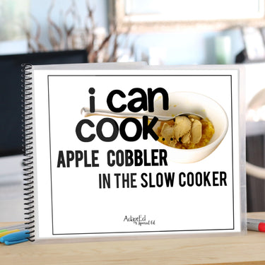 Visual Recipe: Slow Cooker Apple Cobbler (Printable PDF) - AdaptEd4SpecialEd